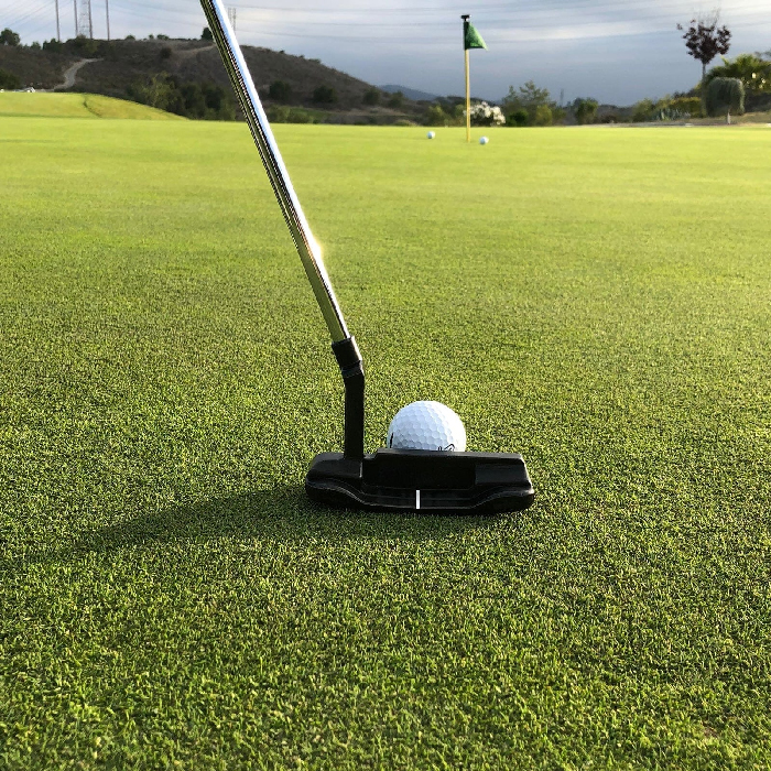 Putter et balle sur un green